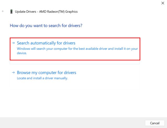 డిస్ప్లే డ్రైవర్ని నవీకరించండి